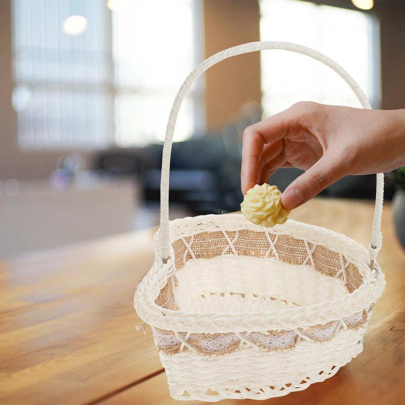 Heart Shaped Wedding Flower Girl Basket Woven Petal Ceremony Supplies - Image 4