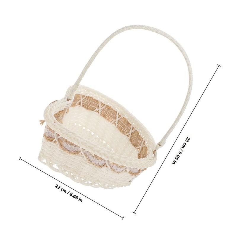 Heart Shaped Wedding Flower Girl Basket Woven Petal Ceremony Supplies - Image 3