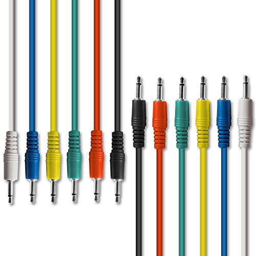 AXA AXCESSABLES AxcessAbles 1/8 inch (3.5mm) TS Unbalanced Mono Patch Cables | Modular Synth Cords | TS Audio Cables | Eurorack Synthesizer, Multi-Color Aux Cords 6 Pack (1.5ft) - Image 1