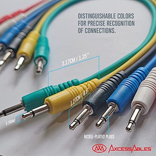 AXA AXCESSABLES AxcessAbles 1/8 inch (3.5mm) TS Unbalanced Mono Patch Cables | Modular Synth Cords | TS Audio Cables | Eurorack Synthesizer, Multi-Color Aux Cords 6 Pack (1.5ft) - Image 5