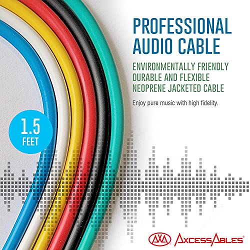 AXA AXCESSABLES AxcessAbles 1/8 inch (3.5mm) TS Unbalanced Mono Patch Cables | Modular Synth Cords | TS Audio Cables | Eurorack Synthesizer, Multi-Color Aux Cords 6 Pack (1.5ft) - Image 4