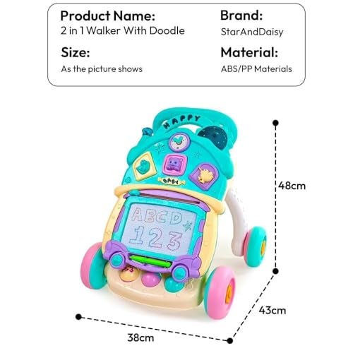 StarAndDaisy Uonibaby by StarAndDaisy 2-in-1 Baby Multiactivity Push Walker with Doodle, for Infants & Toddlers Touch Senser, Educational Elements and -in-Stable & Safe Design - Image 2