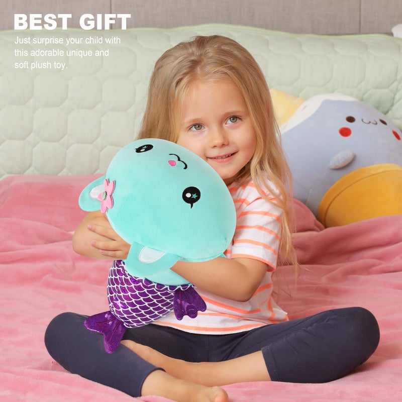 Onsoyours Cute Kitten Mermaid Plush Toy Stuffed Animal Kitty Soft Mermaid Cat Plush Pillow for Kids (Blue Cat Mermaid, 12") - Image 5