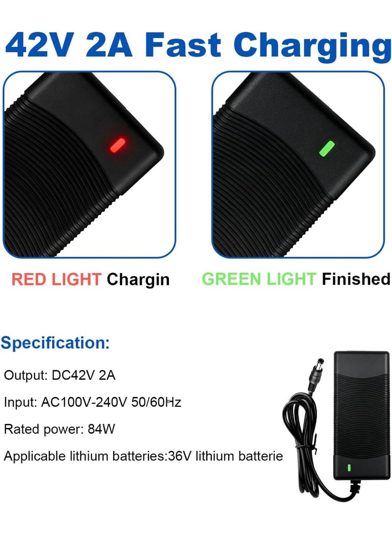 Electric Scooter Charger for Xiaomi M365, 42V 2A Scooter Charger with 4 Connectors Universal 36V Battery Adapter with LED Indicator for Xiaomi M365 Ninebot ES1 ES2 ES3 ES4 E22 E25 - Image 5