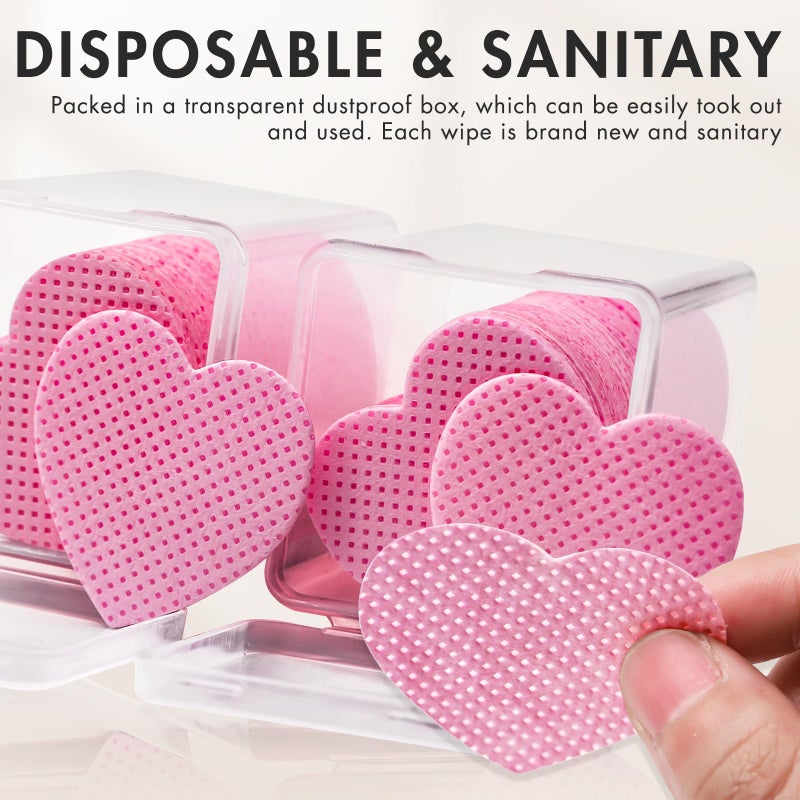 Embagol Eyelash Extension Glue Wipes 200 PCS Lint Free Nail Wipes Non-Woven Fabric Lash Glue Nail Polish Remover for Lash Extension Supplies (Pink) - Image 5