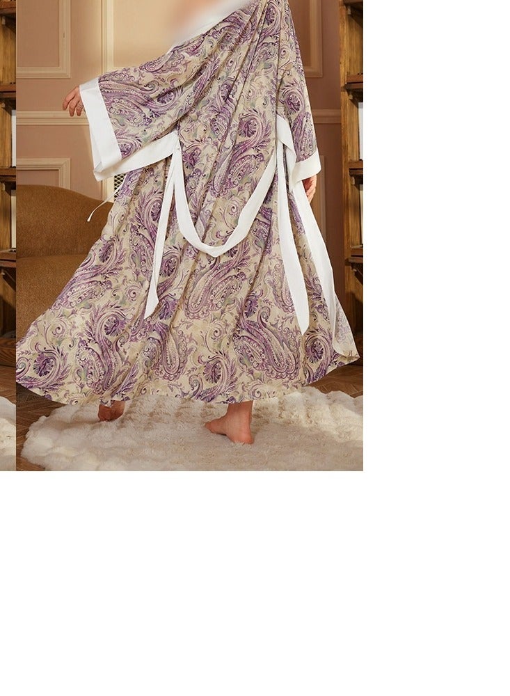 Tie Up Long Sleeved Sleeping Bathrobe Can Be Used As A Wedding Morning Gown Or Home Outfit  - Image 2