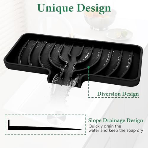 GUUKIN Sponge Holder for Kitchen Sink, Sink Caddy and Soap Tray | 10x4 inch Kitchen Sink Organizer | Compatible with Scrub Daddy, Kitchen Sink Accessories (Black) - Image 5