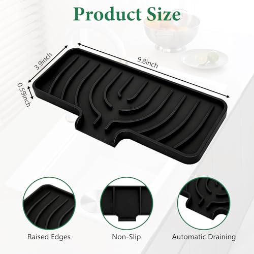 GUUKIN Sponge Holder for Kitchen Sink, Sink Caddy and Soap Tray | 10x4 inch Kitchen Sink Organizer | Compatible with Scrub Daddy, Kitchen Sink Accessories (Black) - Image 2