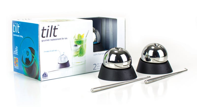 TILT Soireehome Tilt Twin Beverage Chilling Balls, Whiskey Stone Spheres - Set of Two with Garnishing Sticks & Stands, Perfect for Wine, Whiskey and Cocktail Drinks. Ice Cold Food & Drinks Without a Mess - Image 1
