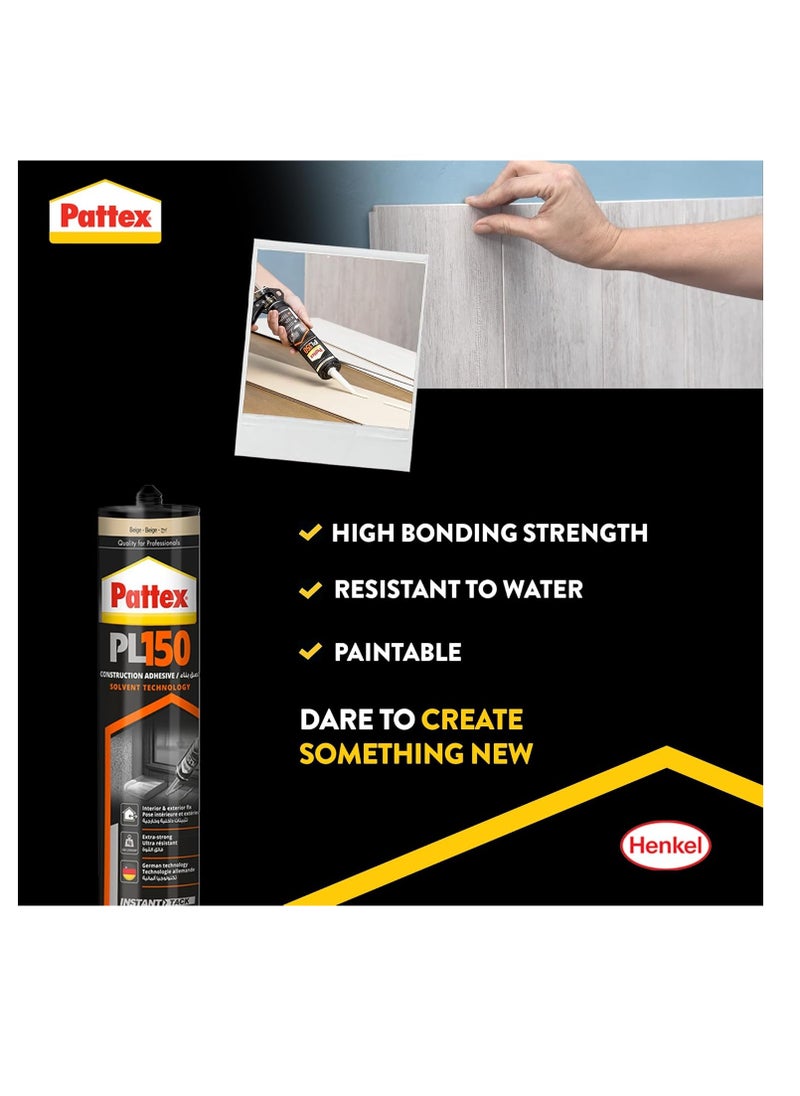 Henkel Pattex Solvent Technology Based Construction Adhesive PL150 380g-Beige