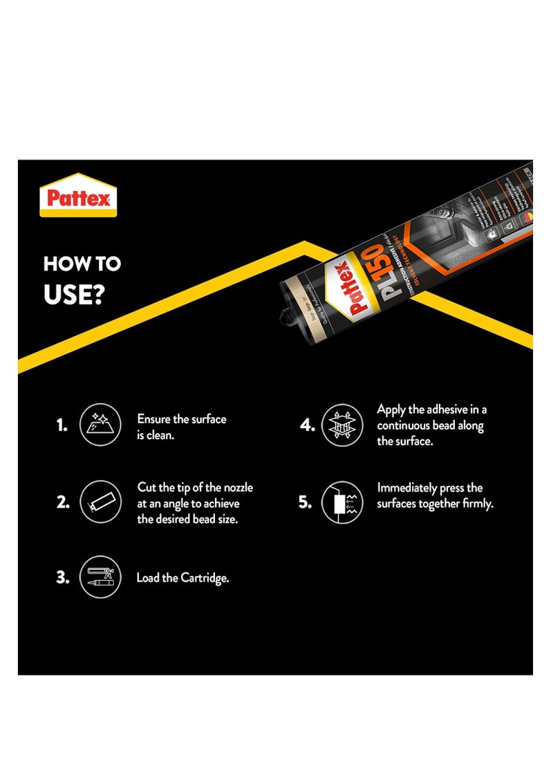 Henkel Pattex Solvent Technology Based Construction Adhesive PL150 380g-Beige