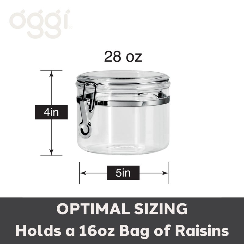 Oggi Clear Canister with Clamp Lid, 28 oz - Large Airtight Food Storage Container, for Kitchen & Pantry Storage of Bulk, Dry Foods Including Pasta, Flour, Sugar, Coffee, Rice, Tea, Spices & Herbs - Image 5