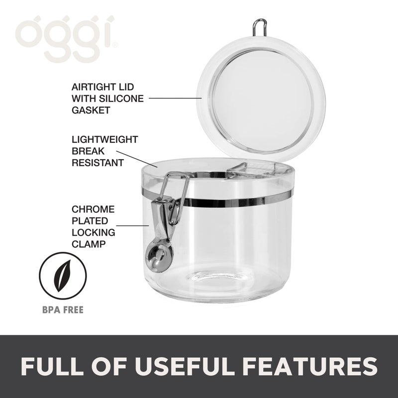 Oggi Clear Canister with Clamp Lid, 28 oz - Large Airtight Food Storage Container, for Kitchen & Pantry Storage of Bulk, Dry Foods Including Pasta, Flour, Sugar, Coffee, Rice, Tea, Spices & Herbs - Image 2