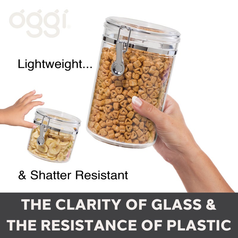 Oggi Clear Canister with Clamp Lid, 28 oz - Large Airtight Food Storage Container, for Kitchen & Pantry Storage of Bulk, Dry Foods Including Pasta, Flour, Sugar, Coffee, Rice, Tea, Spices & Herbs - Image 4