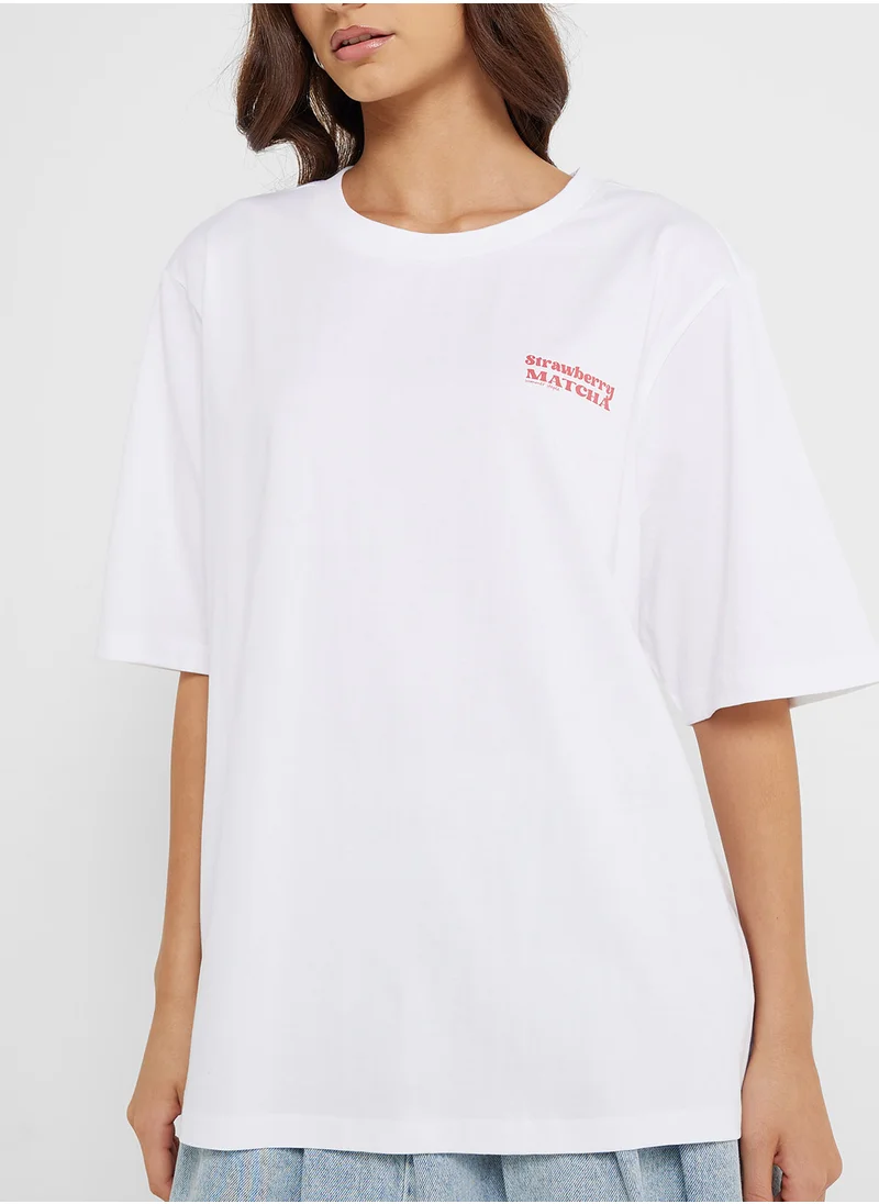 جينجر Crew Neck Oversize Matcha Graphic T-Shirt