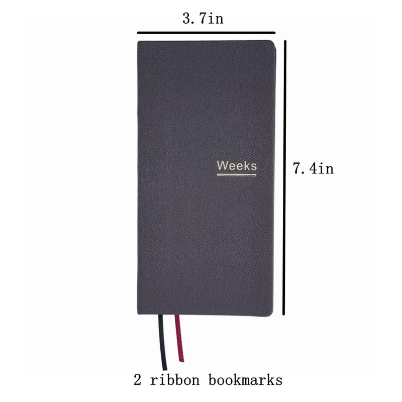 receip Undated Weekly Planner Notebook Pocket Organizer Appointment Book Journal Notebook A6 Week Plan Notepad (Gray with cover) - Image 2