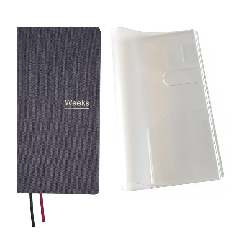receip Undated Weekly Planner Notebook Pocket Organizer Appointment Book Journal Notebook A6 Week Plan Notepad (Gray with cover) - Image 1