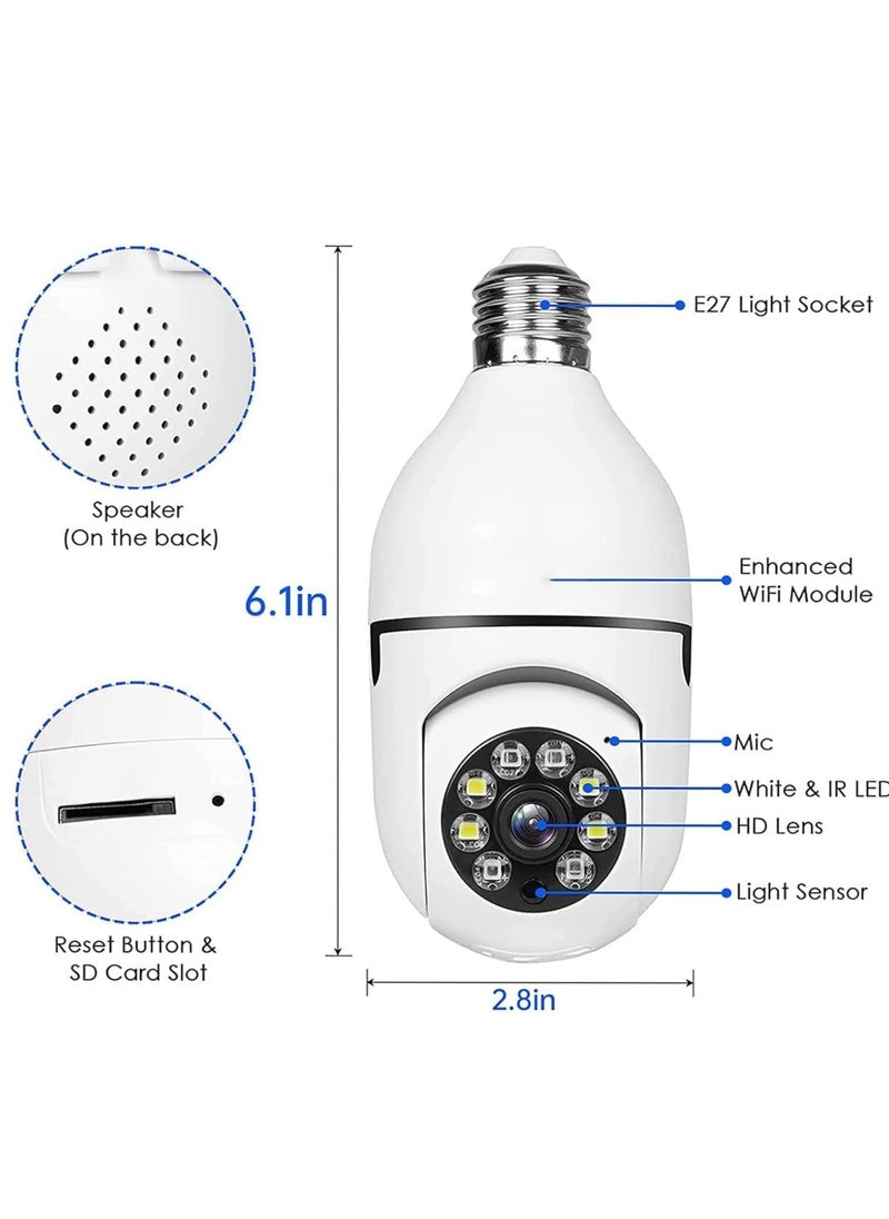 Generic - WiFi Light Bulb Camera 360 Degree Wireless Outdoor Security Camera Home Surveillance Cam with 1080P Color Night Vision Human Motion Detection(4-PCS) - Image 1