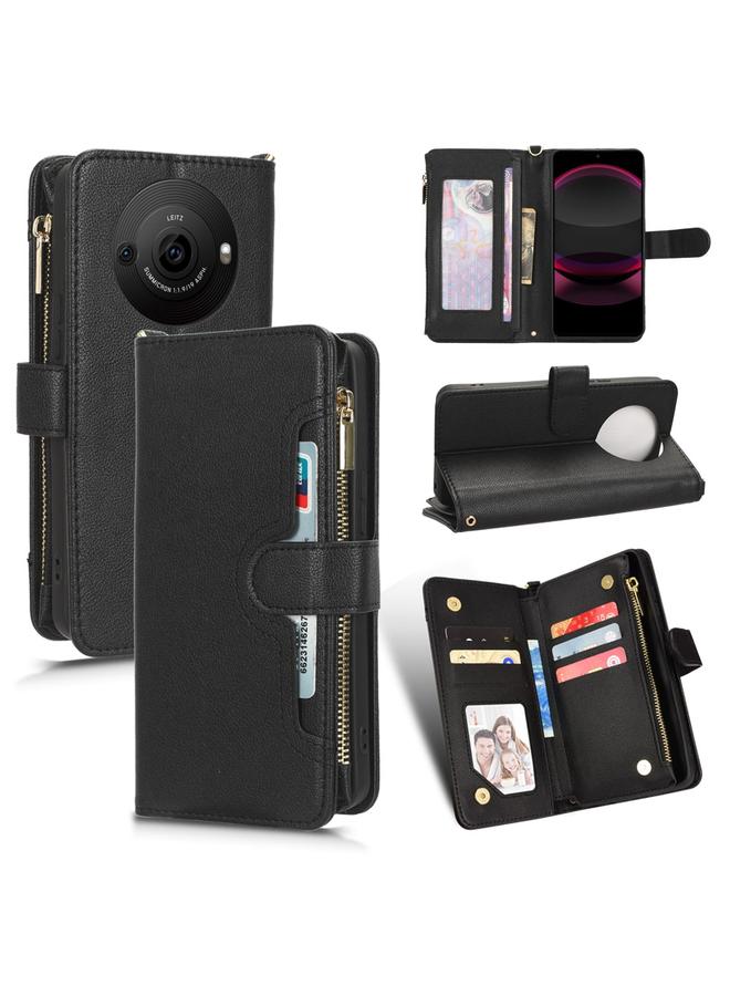 erorex Case For Sharp Aquos R8 Pro / Leica Leitz Phone 3 Litchi Texture Zipper Leather Phone Case - Image 1