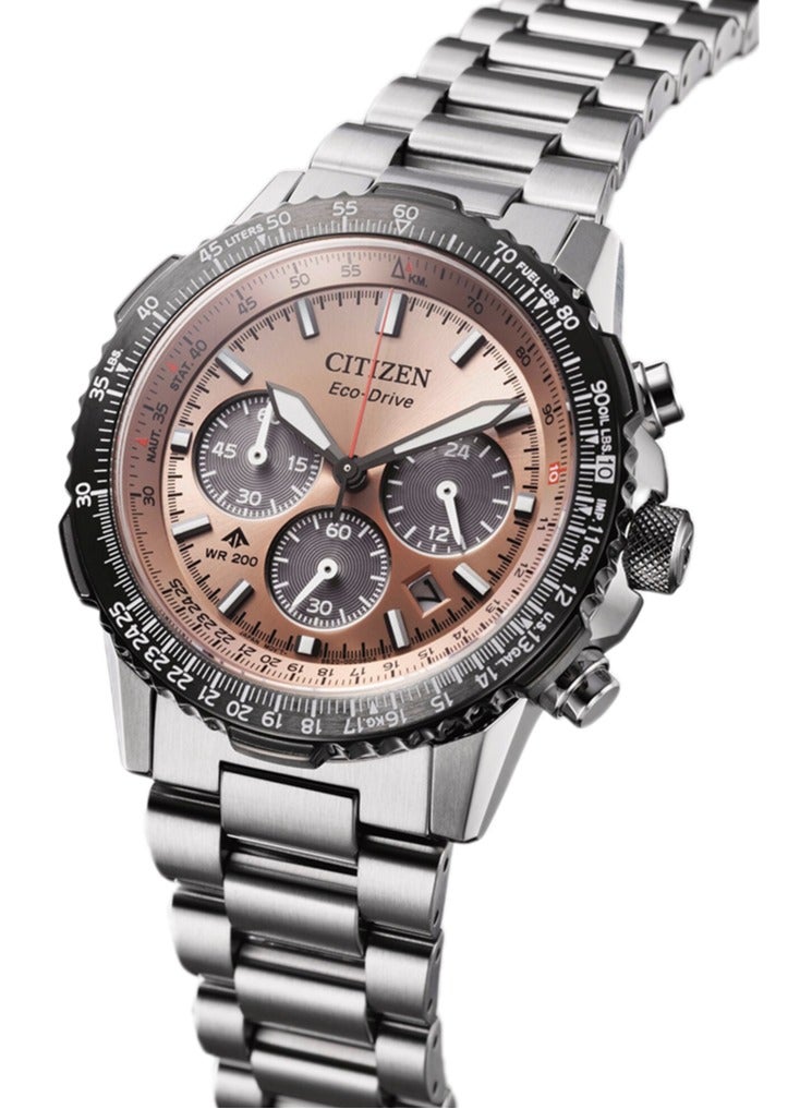 CITIZEN Promaster Sky Chrono Mens Watch CA4664-60X – Salmon Dial with Red & White Accents, Slide-Rule Bezel, 40mm, Eco-Drive, Chronograph, 200M WR - Image 1