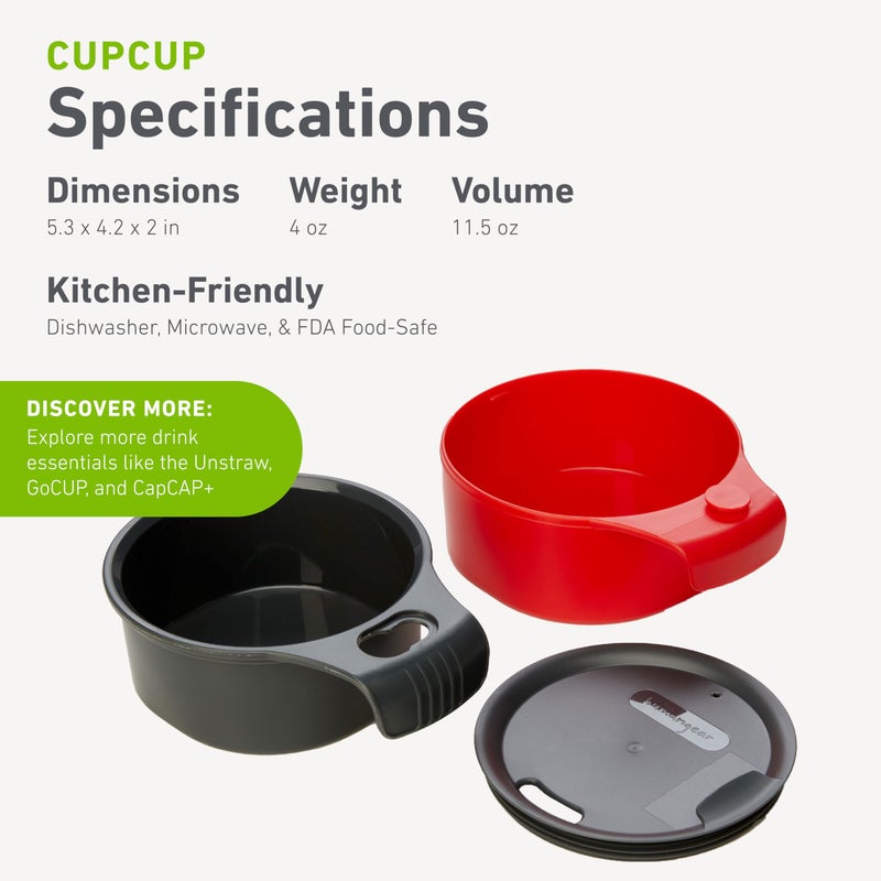 humangear cupCUP | Nesting Cup Mess Kit | Camping Gear with Secure Lid | Made with FDA-Food Safe Material, Charcoal/Red - Image 5