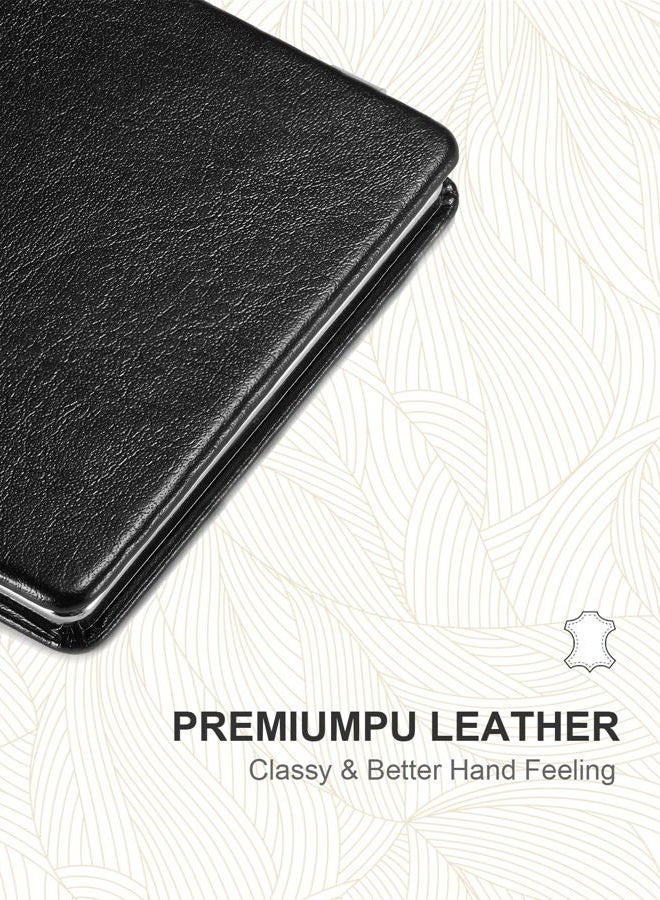 OMIRO Compact Mirror, Classical PU Leather 1X/3X Magnification, Pocket Ultra Portable for Purses and Travel (Black) - Image 2