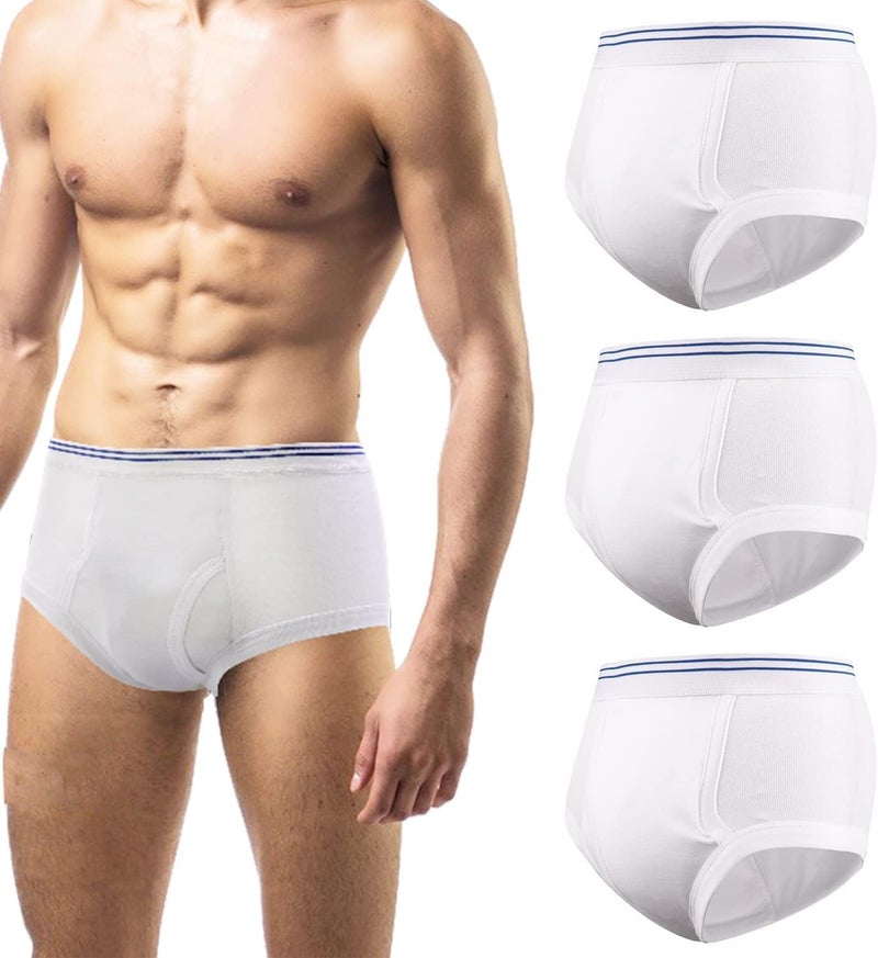 CARER Healthcare Incontinence Pregnancy Men's Urinary Incontinence Underwear 3-Packs Mens Incontinence Briefs Washable Reusable Incontinence Overnight Underwear with Cotton Pad, Leakproof Boxer for Men X-Large