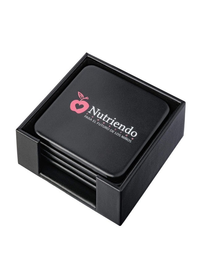 Dacasso Black Leather 4-Square Coaster Set - Image 3