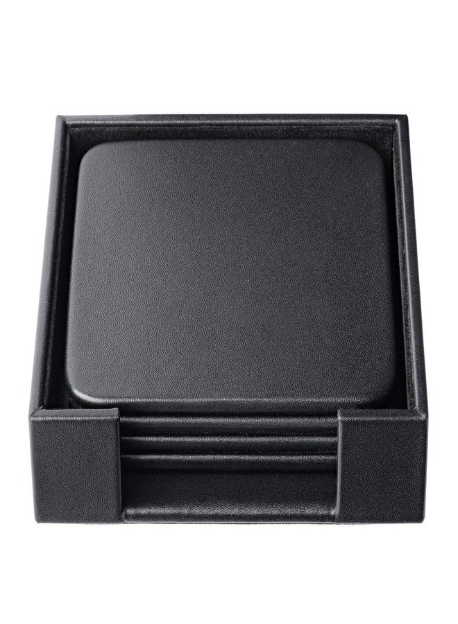 Dacasso Black Leather 4-Square Coaster Set - Image 1