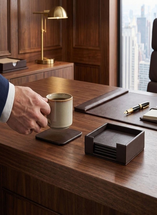 Dacasso Black Leather 4-Square Coaster Set - Image 2