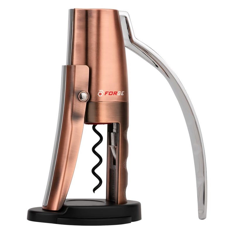 Forge Forge Quality Compact Vertical Lever Corkscrew Wine Opener with Foil Cutter 3 Seconds to Open a Bottle of Wine Metallic Bronze 