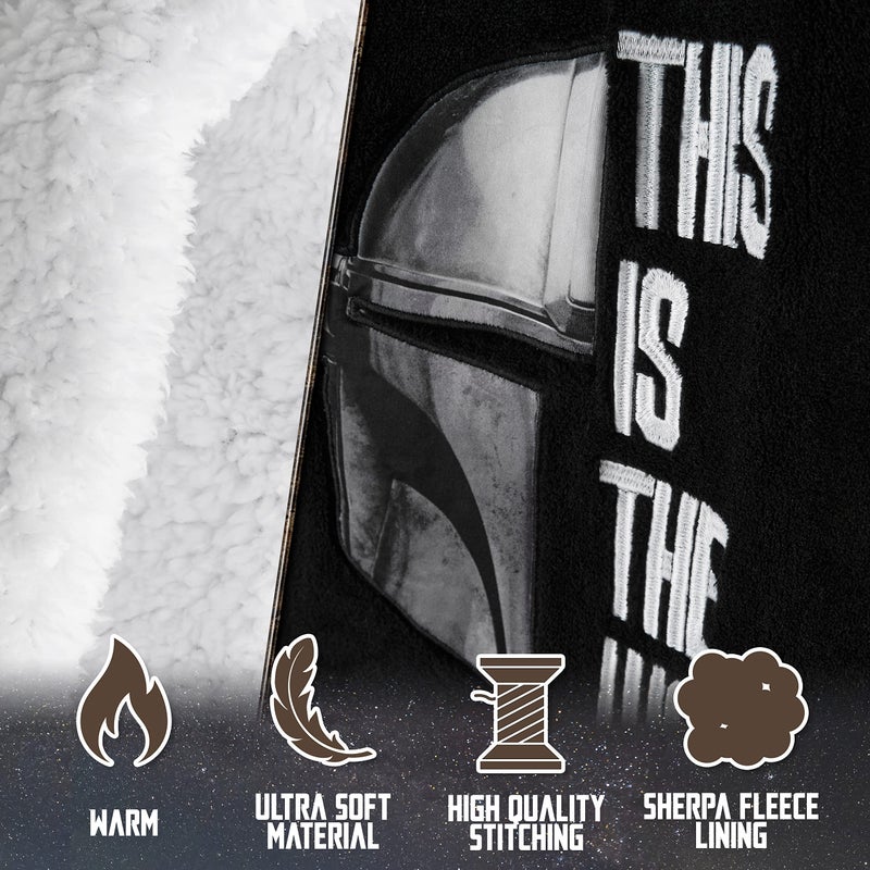 Disney Disney The Mandalorian Blanket Hoodie for Boys Teens  Baby Yoda Fleece Wearable Blanket (Black) - Image 4
