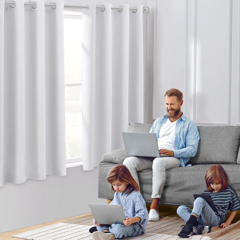 HOMEIDEAS Greyish White Blackout Curtains 42 X 63 Inch 2 Panels Room Darkening Bedroom Curtains, Thermal Grommet Light Blocking Window Curtains for Living Room - Image 2