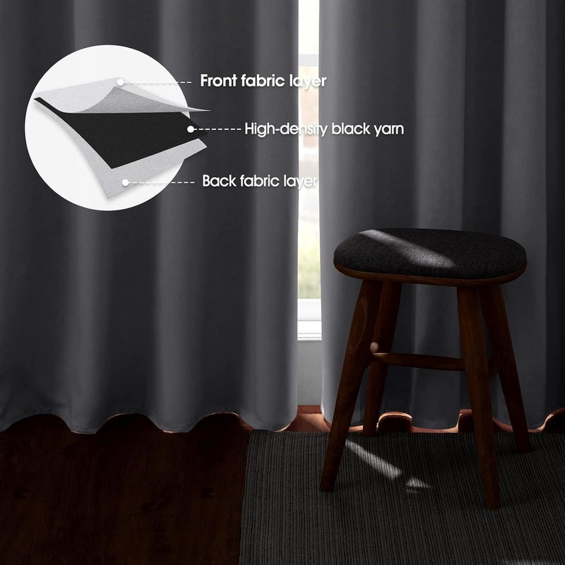 HOMEIDEAS Greyish White Blackout Curtains 42 X 63 Inch 2 Panels Room Darkening Bedroom Curtains, Thermal Grommet Light Blocking Window Curtains for Living Room - Image 3