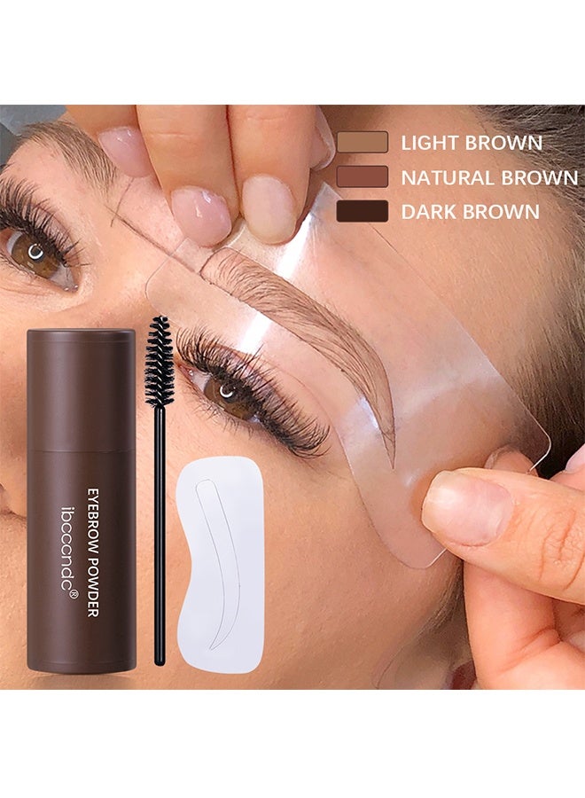 ibcccndc Eyebrow Powder，Eyebrow Stamp Stencil Kit Long Lasting & Waterproof ​Eyebrow Stamp and Shaping Kit for Perfect Brow with 10 Reusable Eyebrow Stencil and 2 Spiral Eyebrow Brushes - Light Brown - Image 3