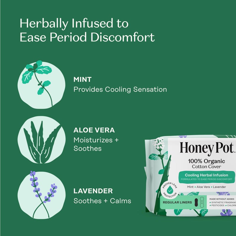 The Honey Pot Company - Herbal Everyday Panty Liners for Women - Infused w/Essential Oils for Cooling Effect & Organic Cotton Cover - Feminine Care - 30 ct - Image 3