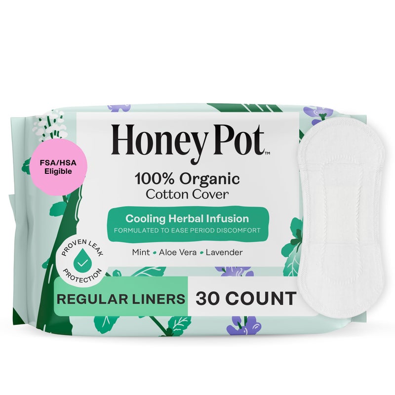 The Honey Pot Company - Herbal Everyday Panty Liners for Women - Infused w/Essential Oils for Cooling Effect & Organic Cotton Cover - Feminine Care - 30 ct - Image 1