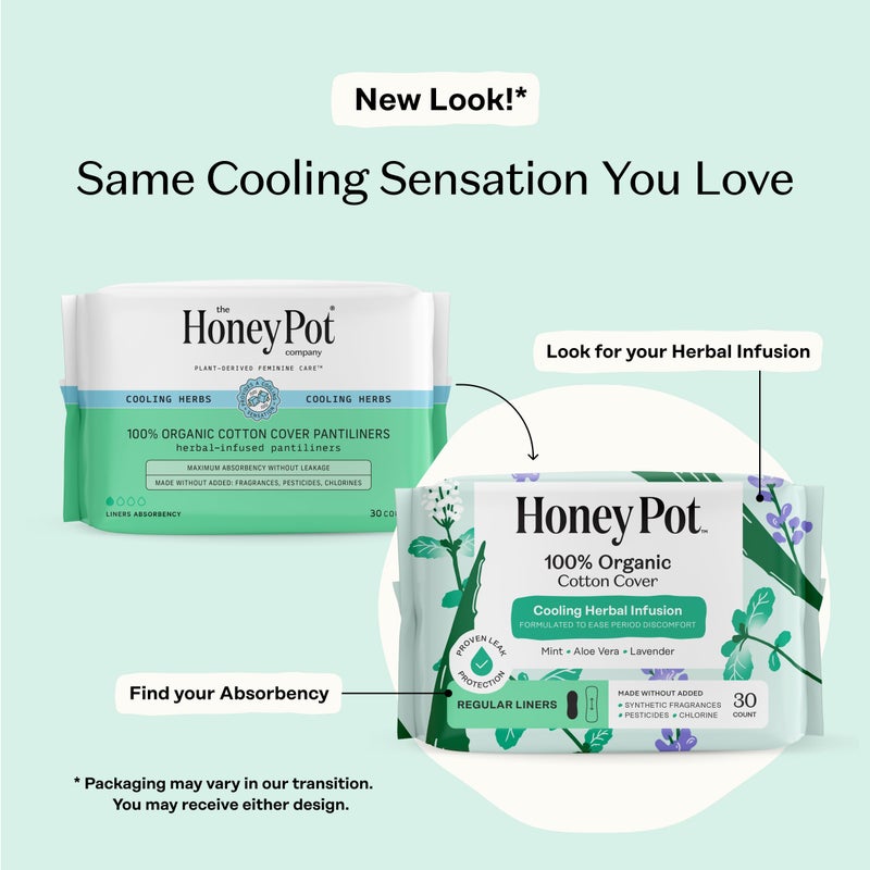 The Honey Pot Company - Herbal Everyday Panty Liners for Women - Infused w/Essential Oils for Cooling Effect & Organic Cotton Cover - Feminine Care - 30 ct - Image 2