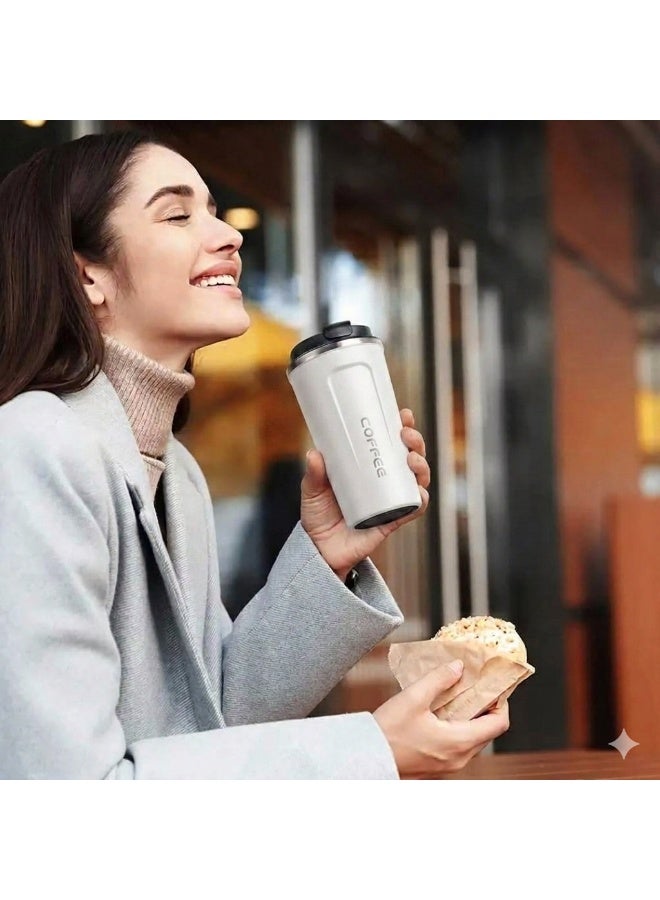 إيكو شاين ECO SHINE Insulated Coffee Cup - 17oz Travel Coffee Mug | Reusable Stainless Steel Tumbler With Leakproof Spill-Proof Lid | Double-Walled Vacuum Cup For Hot & Cold Drinks | Perfect Thermal Mug - Image 2