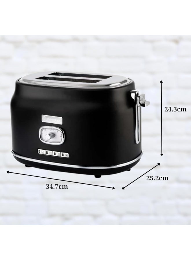 Westinghouse USA Retro 2-Slice Toaster – Black | 6 Browning Levels, Self-Centering Slots, Crumb Tray, Warming Rack (UAE Version) - 2 Years Warranty - Image 3