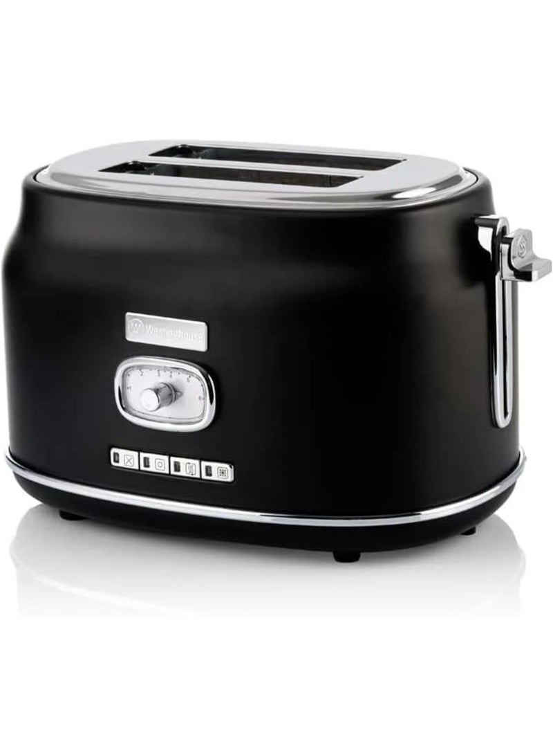 Westinghouse USA Retro 2-Slice Toaster – Black | 6 Browning Levels, Self-Centering Slots, Crumb Tray, Warming Rack (UAE Version) - 2 Years Warranty - Image 1