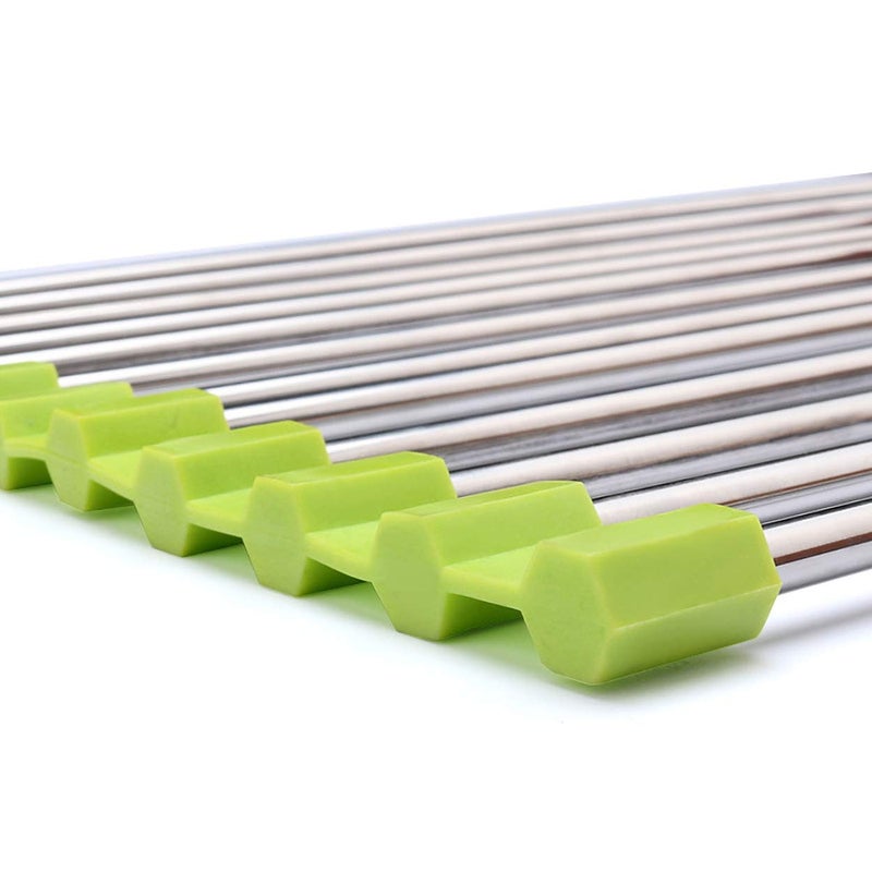 Luximal Foldable Multipurpose Rollup Stainless Steel Kitchen Organiser Utensils Dish Drying Drainer Rack Mat for Over Sink and FruitVegetable Strainer Colander 465 cm x 46 cm - Image 5