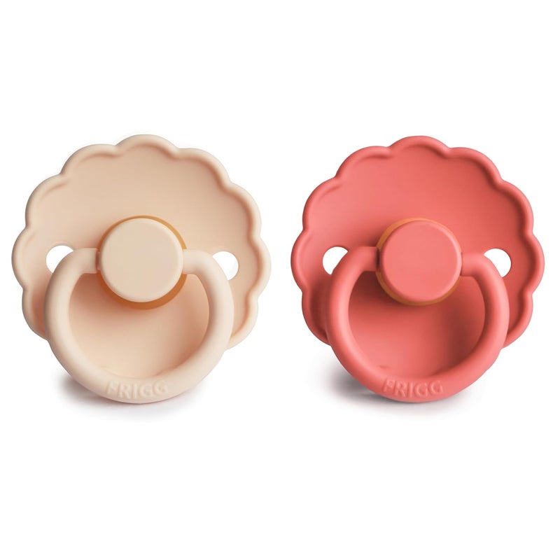FRIGG Daisy Natural Rubber Baby Pacifier  Made in Denmark  BPAFree Pink CreamPoppy Size 2 2Pack - Image 3