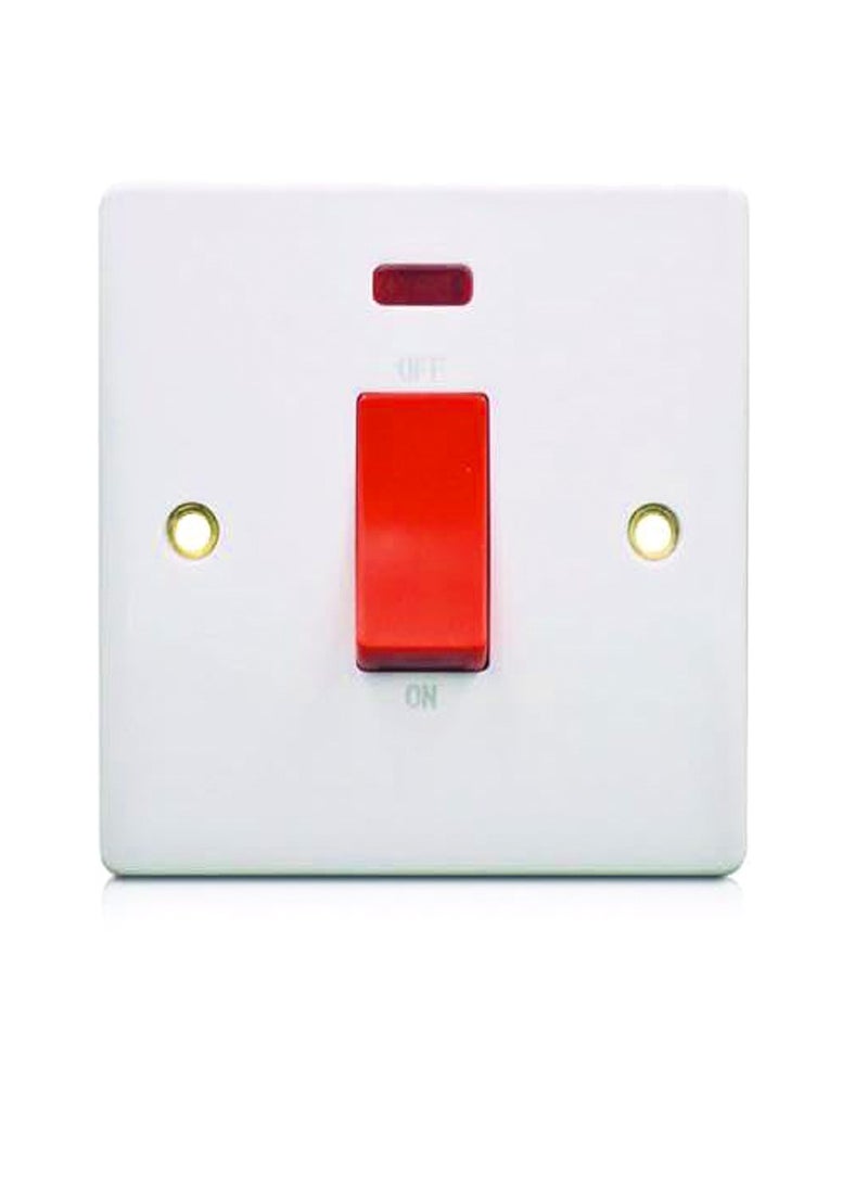 MASplus Air Conditioner Switch, 45A 3*3 White Wide, 250 V, 50/60 Hz; Geyser Water Heater, Refrigerator—Energy-Efficient, Durable Design with Overload Protection, Easy Installation, and High Voltage Capacity - Image 1