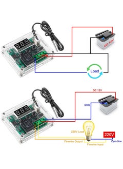 Excefore W1209 DC 12V Digital Temperature Controller, Board Red Digital Display Thermostat -50-110°C Electronic Temperature Temp Control Module Switch with Waterproof Case  - Image 3