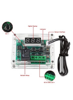 Excefore W1209 DC 12V Digital Temperature Controller, Board Red Digital Display Thermostat -50-110°C Electronic Temperature Temp Control Module Switch with Waterproof Case  - Image 2