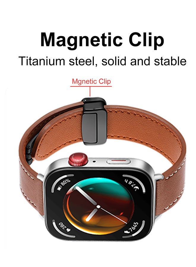 S-Color Leather Strap Compatible with Huawei Watch Fit 3 2024, Magnetic D-Buckle Breathable Genuine Leather Watch Strap, Soft Replacement Bracelet Compatible with Huawei Watch Fit 3 Band Brown - Image 3