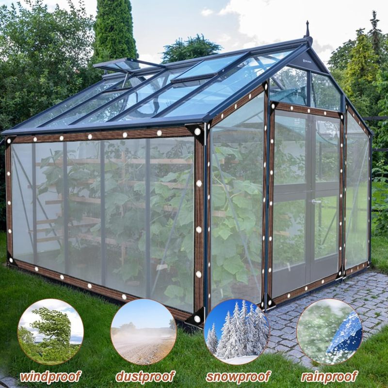 Transparent Waterproof Tarp 3x4M 80% Light Transmission - Tear-Resistant Reinforced Edges Clear Tarp for Outdoor Garden Chicken Coop Porch Monitoring & Protection - Image 3