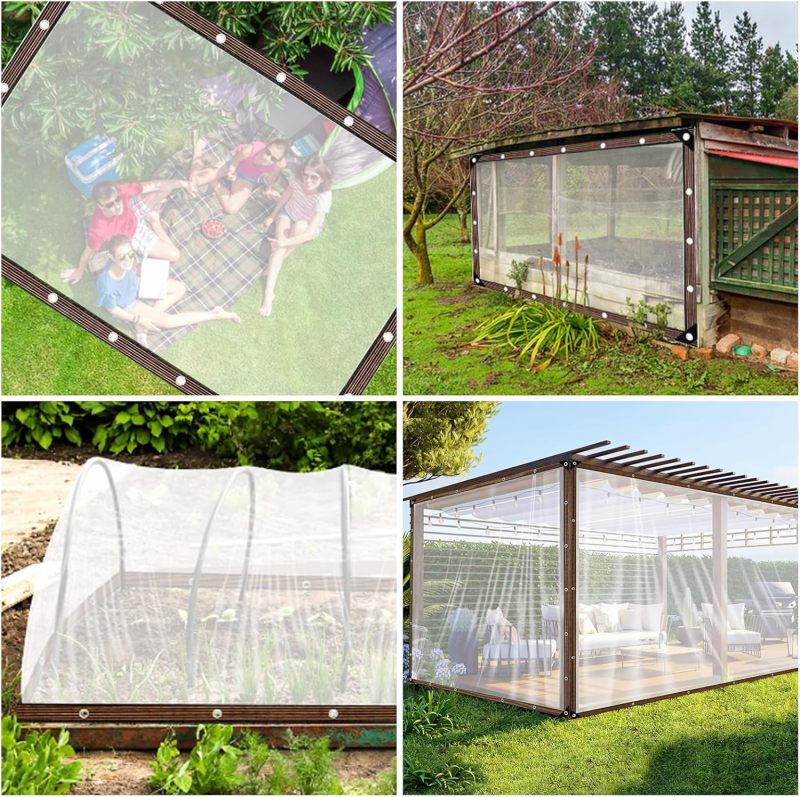 Transparent Waterproof Tarp 3x4M 80% Light Transmission - Tear-Resistant Reinforced Edges Clear Tarp for Outdoor Garden Chicken Coop Porch Monitoring & Protection - Image 4