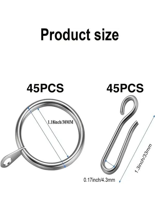 45 Silvery Washer Steel Rings 45 S13 Hooks 304 Stainless Steel Curtain System Heavy Duty Rustproof - Image 4